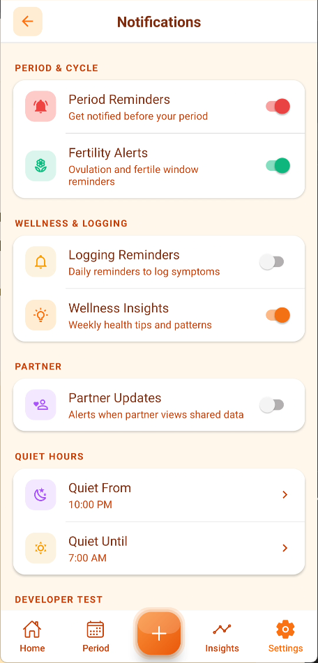 Notifications settings